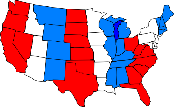 Original Png Clip Art File Red White Blue Usa Map Svg (600x370), Png Download