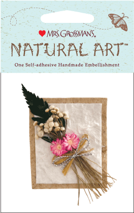 Pink Straw Flowers W/bow, Sticker, Mrs - Mrs. Grossman's Natural Art-three White Flowers (288x441), Png Download