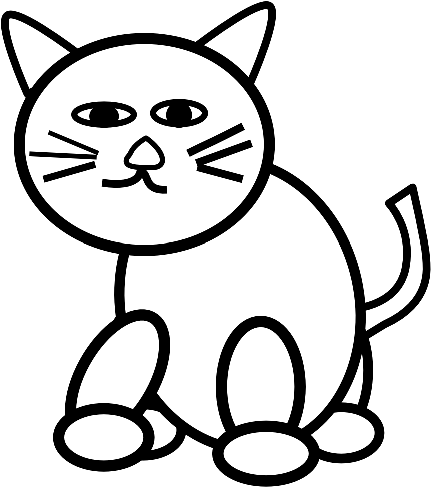 Cute Cat Face Clip Art Hd Kitten Face Clipart Black - Color By Number Addition 1 10 (999x999), Png Download