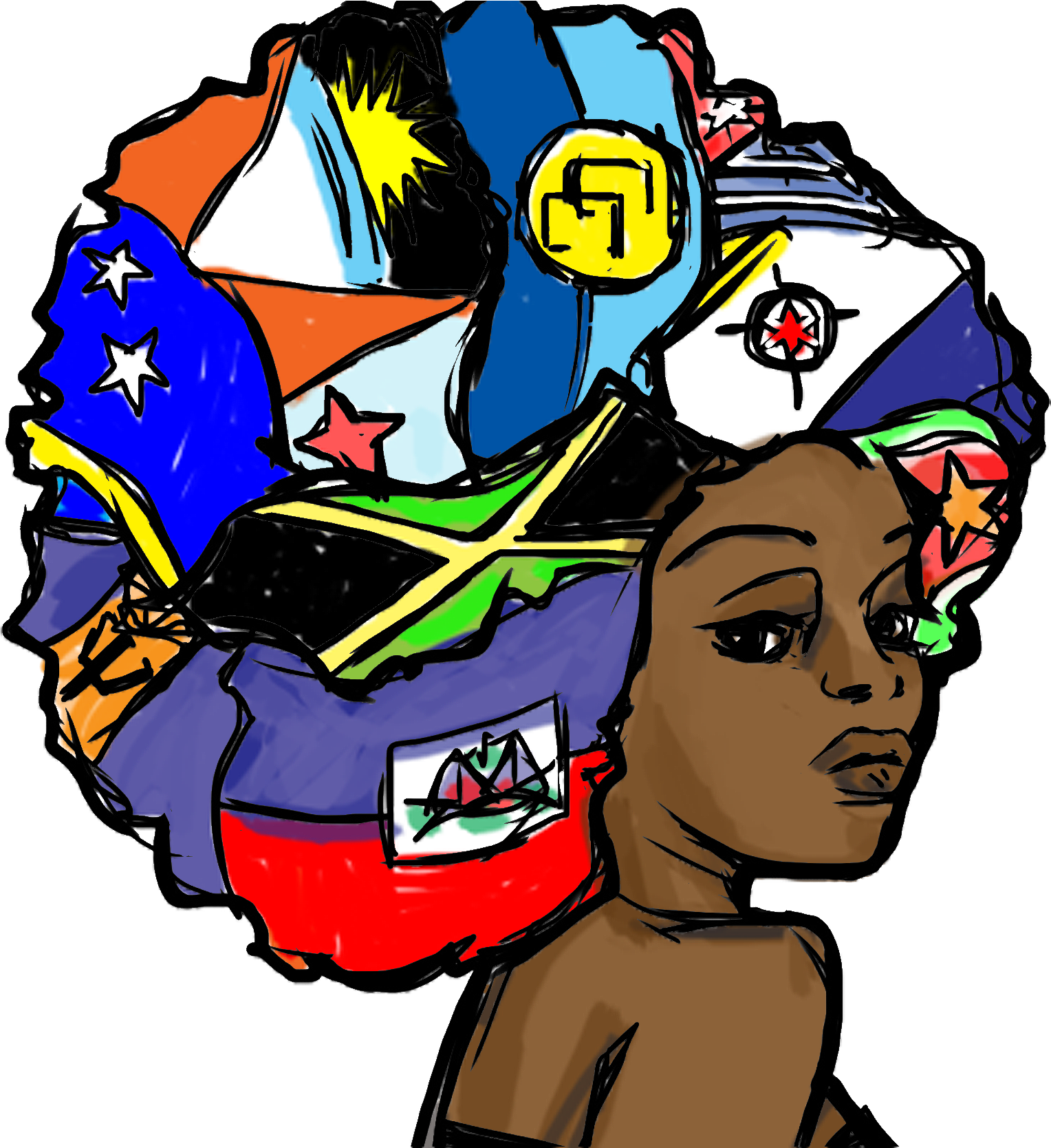 Jamacian Flag Afro Woman Color - Instagram (1667x1667), Png Download