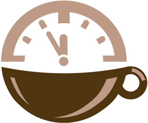 Coffee Cup With Clock Icon - Coffee Clock Png (600x500), Png Download