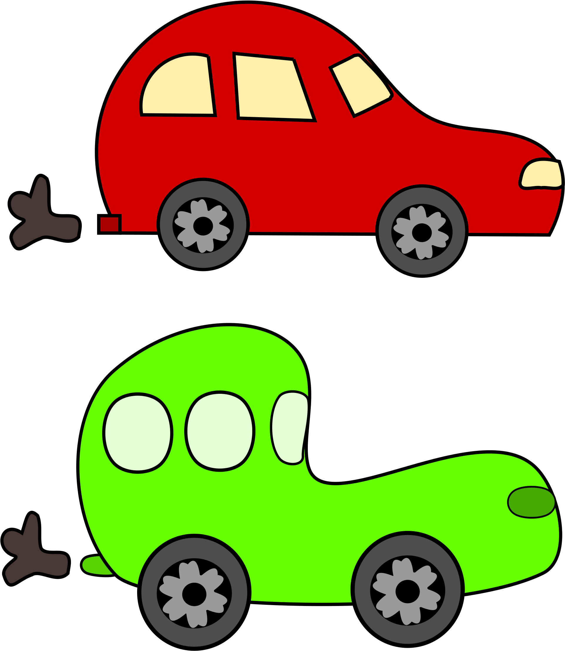 Cartoon Green And Red Cars Big Image - Red Car Green Car (1938x2400), Png Download
