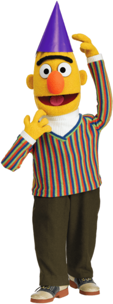 Sesame Street Bert Party Hat Png - Bert Sesame Street Birthday (268x700), Png Download