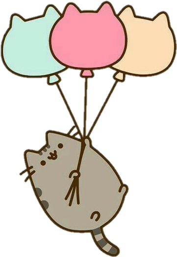 Pusheen Cat Clipart - Happy Birthday Pusheen The Cat With Balloons (736x992), Png Download