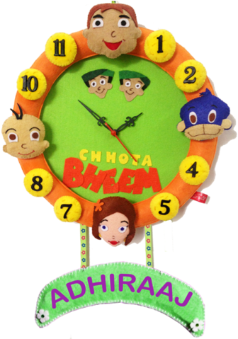 Felt 3d Chhota Bheem Friends Personalised Wall Clock - Chhota Bheem (480x478), Png Download