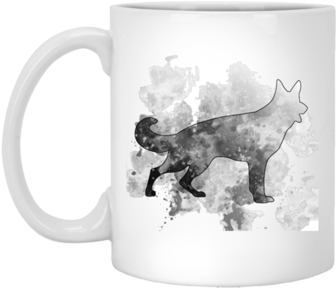 German Shepherd Bw Watercolor 11 Oz - Mug (480x480), Png Download