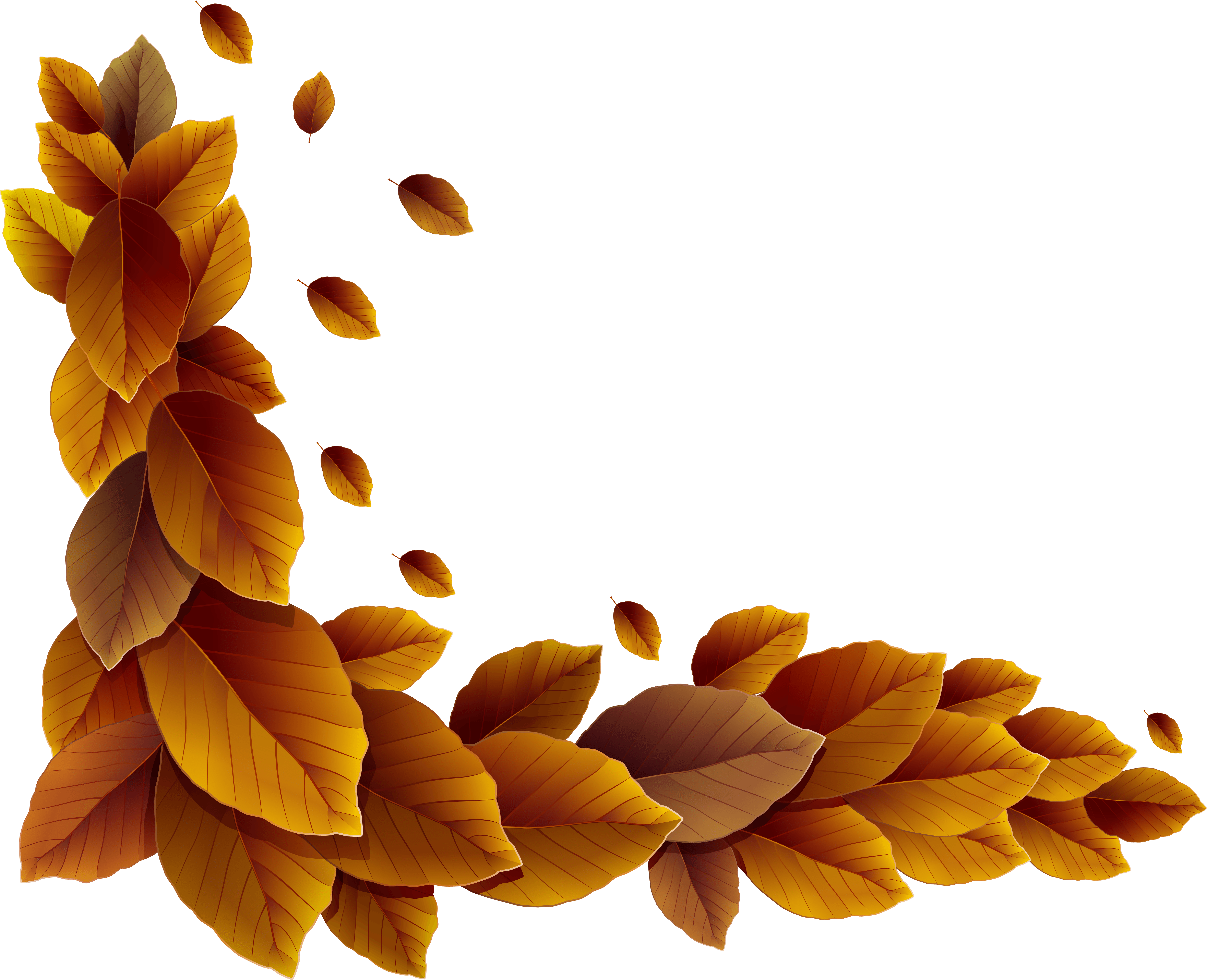 Fall Leaves Corner Decor Png Clipart Image - Corner Borders Designs Png (6103x4957), Png Download