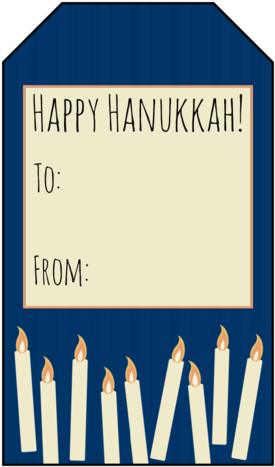 Hanukkah Gift Tag Label/sticker - Happy Hanukkah Gift Tags (308x500), Png Download