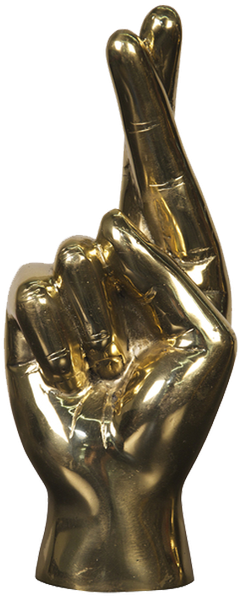 Brass Fingers Crossed Hand Decor (294x600), Png Download