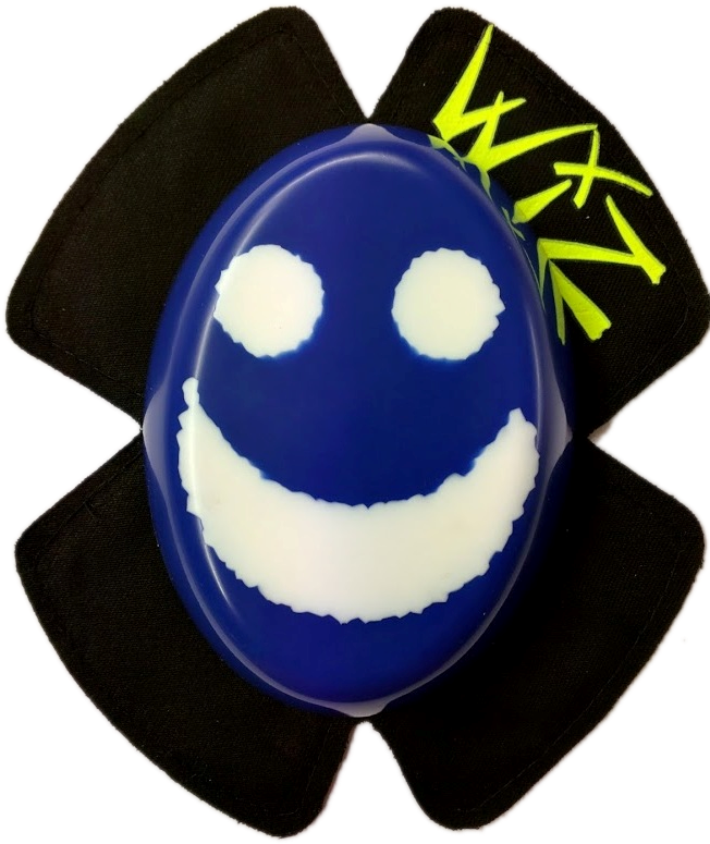 Download White On Blue Smiley Face Isle Of Man Knee Sliders PNG Image