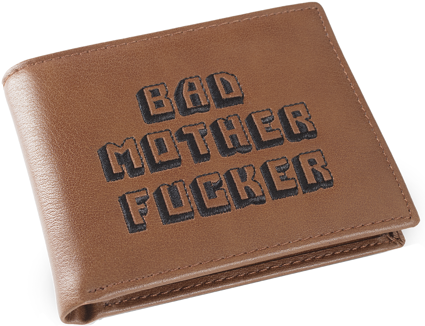 Download Brown Embroidered Bad Mother Fucker Leather Wallet.
