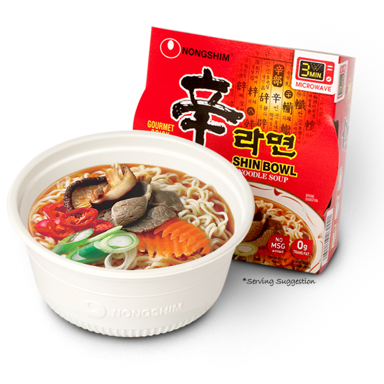 With The Red Pepper, Dried Green Onion, Shiitake Mushroom, - Nongshim Kimchi Bowl Noodle Soup (550x550), Png Download