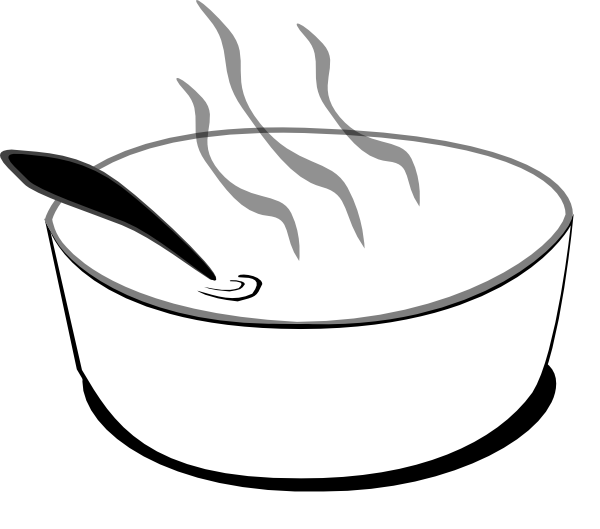 Hot Bowl Of Soup Clipart - Soup Bowl Clip Art Black And White (600x529), Png Download