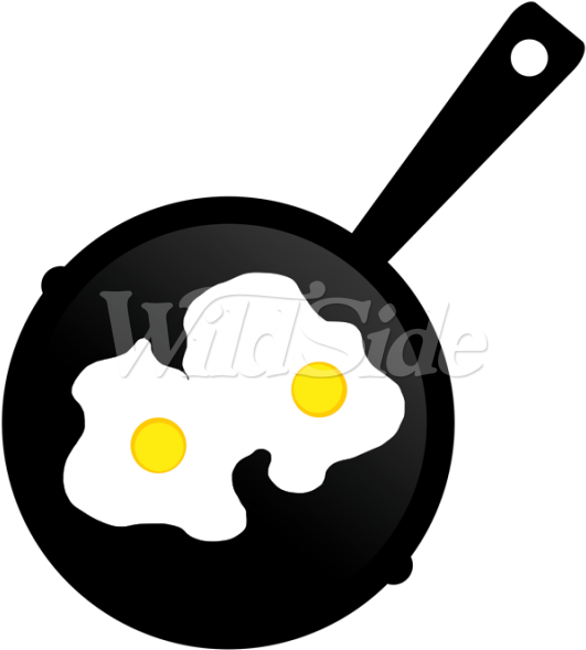 Pan Of 2 Fried Eggs - Cartoon Eggs On Pan (600x600), Png Download