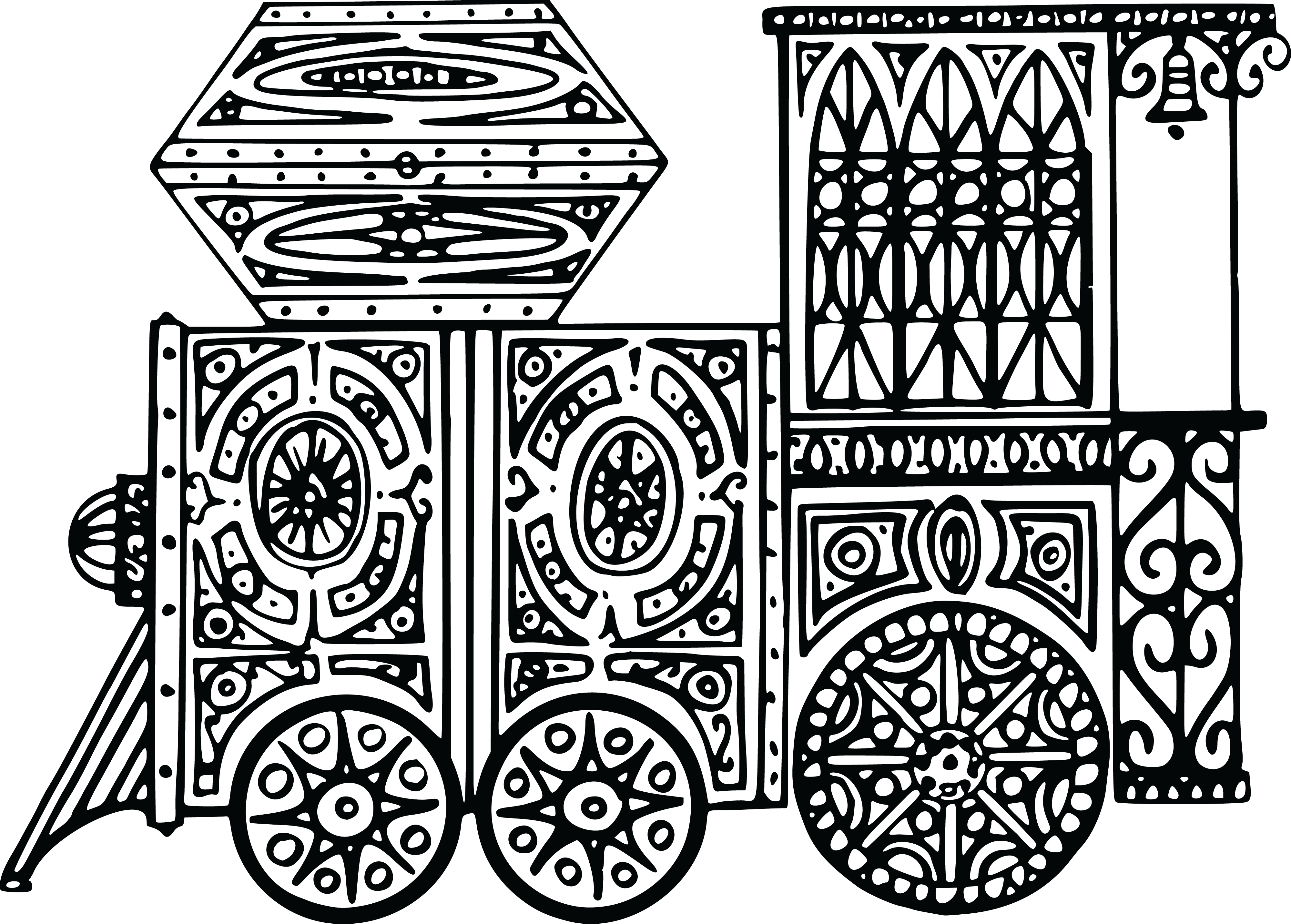 Steampunk Locomotive Front View Transparent Png - Clip Art (4000x2863), Png Download