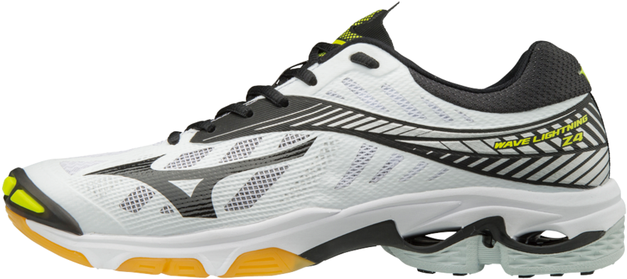 Mizuno Wave Lightning Z4 White Black Volleyball Shoe - Mizuno Wave Lightning Z3 Women's Volleyball Shoes (900x407), Png Download