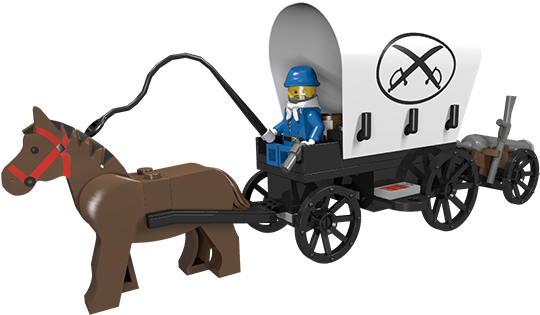 Covered Wagon With - Horse And Buggy (640x360), Png Download