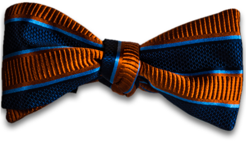 Navy Blue And Orange Striped Mogador Silk Self Tie - Motif (480x319), Png Download