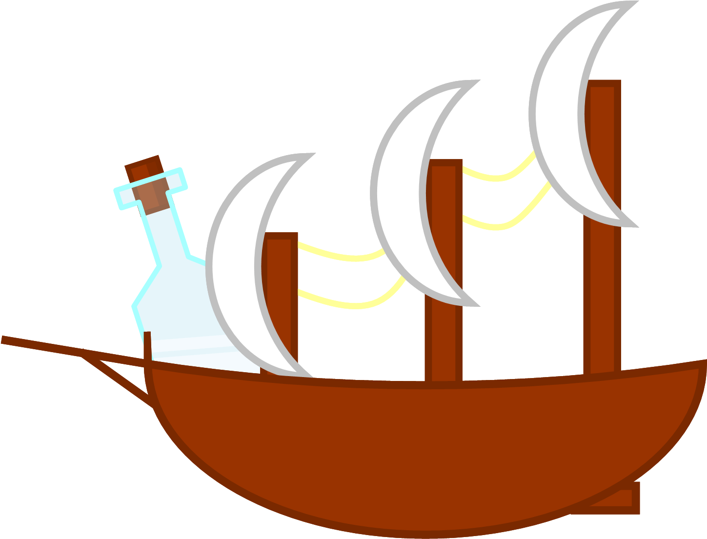 Bottle In A Ship - Sail (1455x1104), Png Download