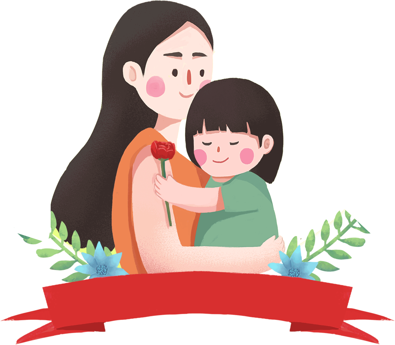 Hand Drawn Cartoon Mother Holding Child Decorative - 母亲 与 孩子 (2240x1472), Png Download