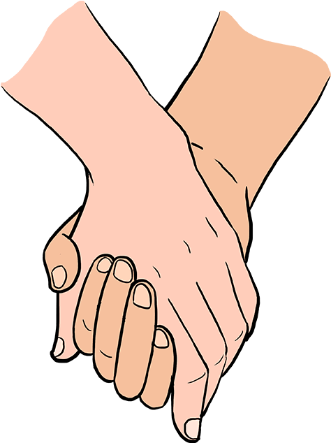 How To Draw Holding Hands - Hands Holding How To Draw (680x678), Png Download