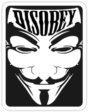 V For Vendetta Stencil Disobey For Kids - Anonymous Mask (375x360), Png Download