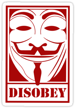 "disobey Anonymous Guy Fawkes Hacking Hackers Fawke - Disobey V For Vendetta (375x360), Png Download
