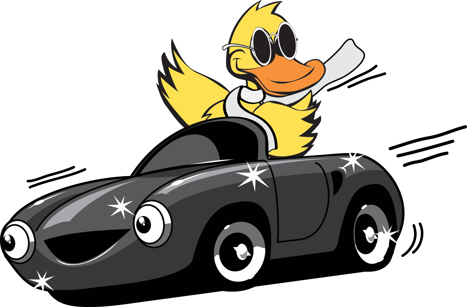 Quick Quack Car Wash Graphic Free Download - Duck In A Car (1520x1000), Png Download