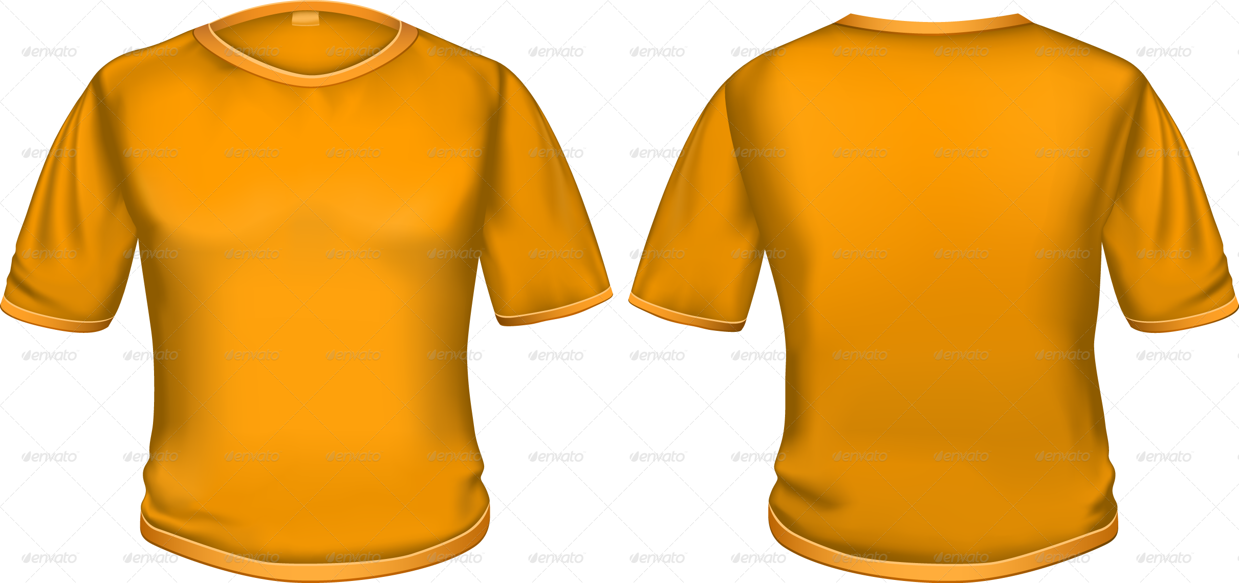 T-shirt Orange - T Shirt Back And Front Png (2421x1140), Png Download