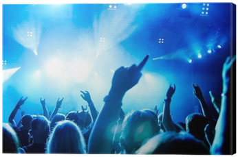Concert Crowd In Front Of Bright Blue Stage Lights - Concert (400x400), Png Download