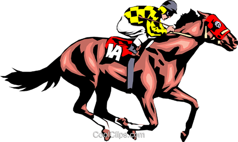 Race Horse Royalty Free Vector Clip Art Illustration - Horse Race Clipart (480x288), Png Download