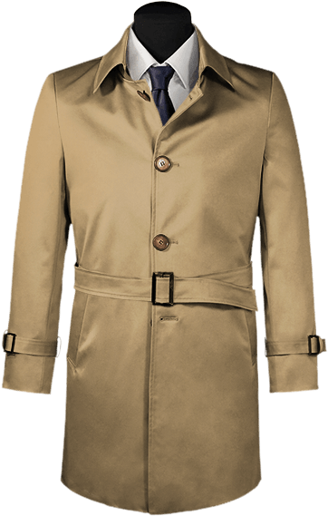 Beige Belted Trench Coat-view Front - Imagenes De Gabardina (400x630), Png Download