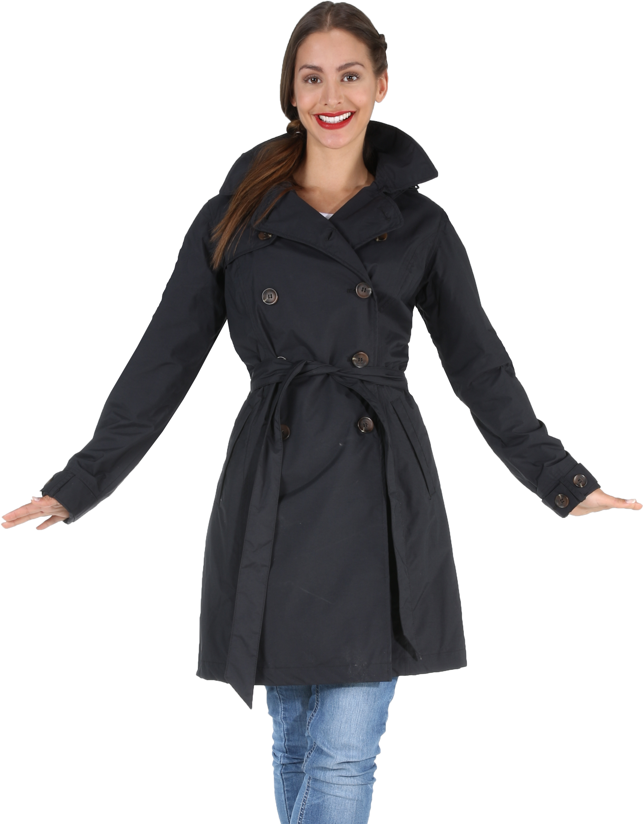 Trenchcoat With Hood Bowie Black - Overcoat (2949x2951), Png Download