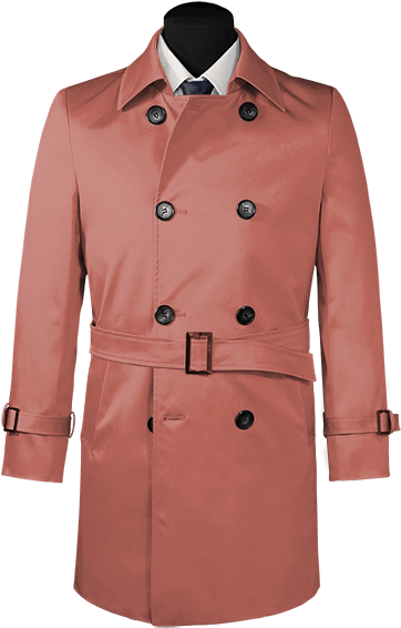 Belted Trench Coat-view Front - Gabardina Png (400x630), Png Download