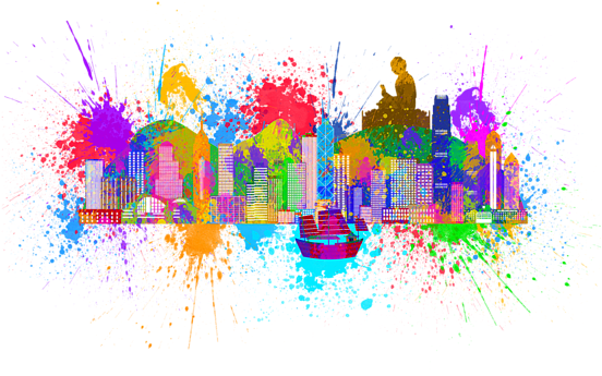 Colorful Paint Splatters Png Download - Tian Tan Buddha (600x393), Png Download