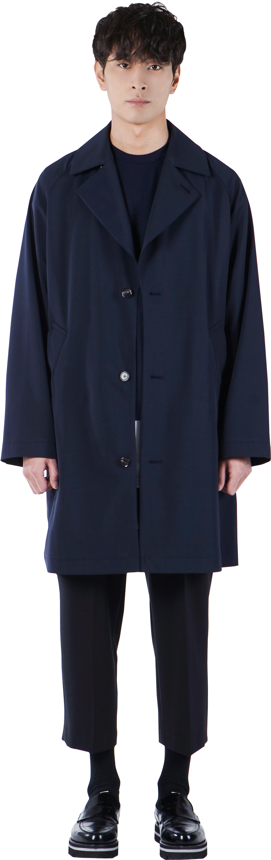 Navy Trench Coat - Designer (900x2850), Png Download