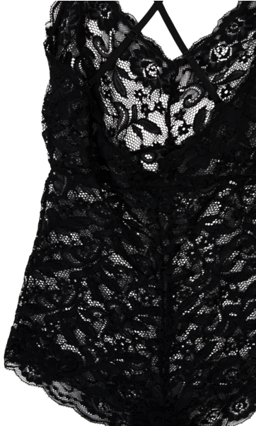 Lace Crisscross Back Body Suit - Lace (450x600), Png Download