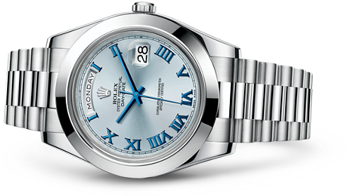 /rolex Replica /watches/day Date Ii/m218206 0043/rolex - Rolex Day-date Ii Blue Dial Platinum Case Automatic (610x610), Png Download