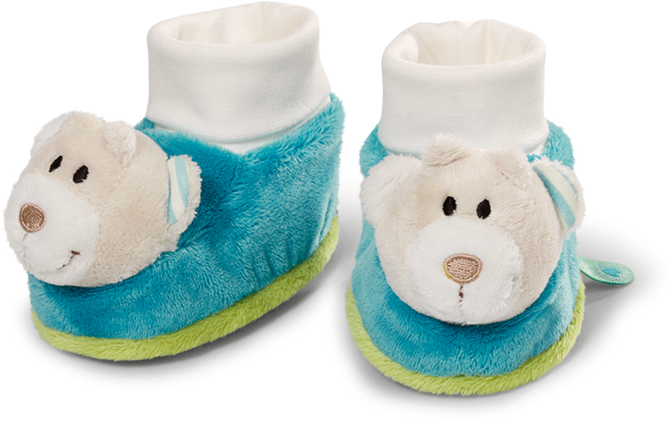 Baby Booties Bear With Rattle Plush - Nici Babyschuhe (800x800), Png Download