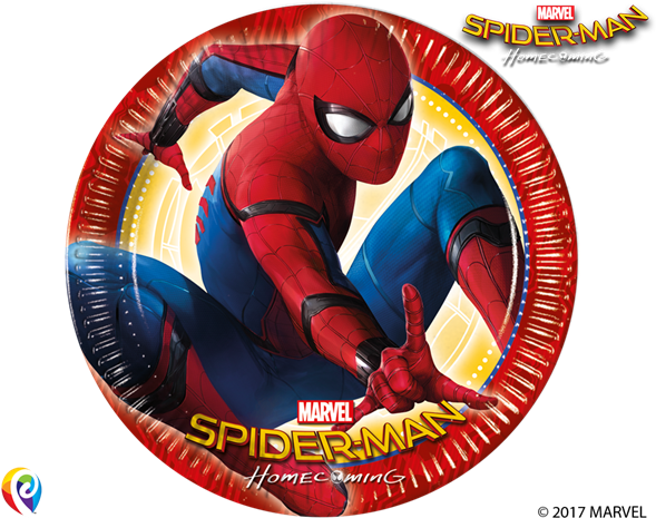 Marvel Spider Man Homecoming 8 Dinner Plates 23cm - Spiderman 8 Paper Plates (600x480), Png Download