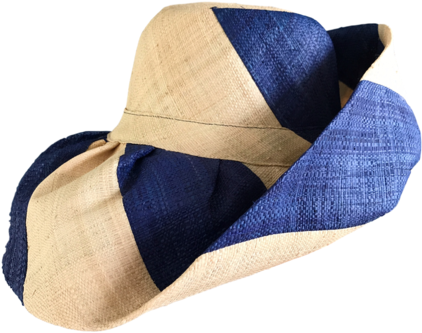 Manga Dian-kapoka Dark Blue And Natural Stripes Raffia - Sun Hat (574x430), Png Download