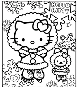 Christmas Coloring Pages - Kitty Hello Coloring Page (400x301), Png Download