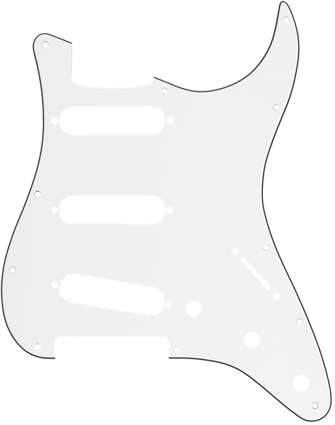 Fender Stratocaster Sss 11 Hole Pick Guard Parchment - Sss Guitar Pickguard Draw (474x600), Png Download