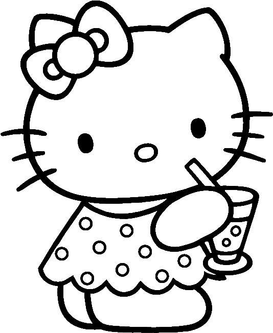Hello Kitty Was Drinking Delicious Coloring Page - Cartoon Characters For Colouring (540x688), Png Download