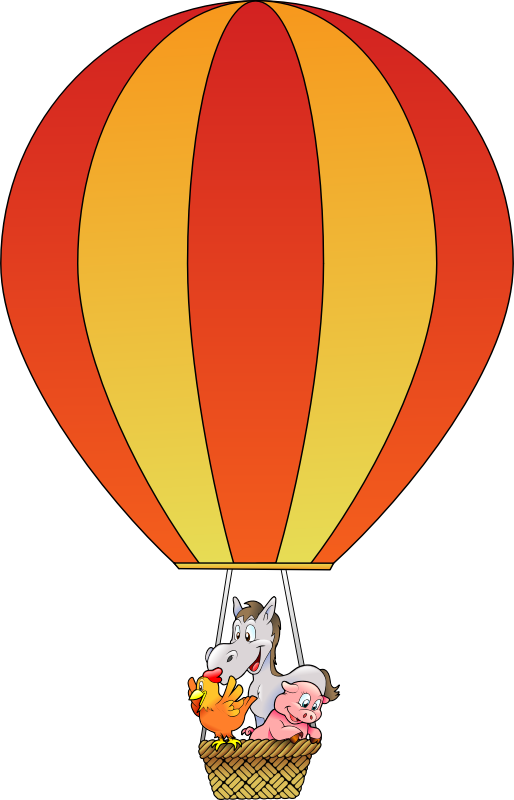 Medium Image - Hot Air Balloon With Animals Cartoon (514x800), Png Download