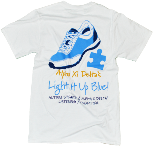 Alpha Xi Delta White 5k Autismspeaks Back - Playeras Con Frases En Español (615x615), Png Download