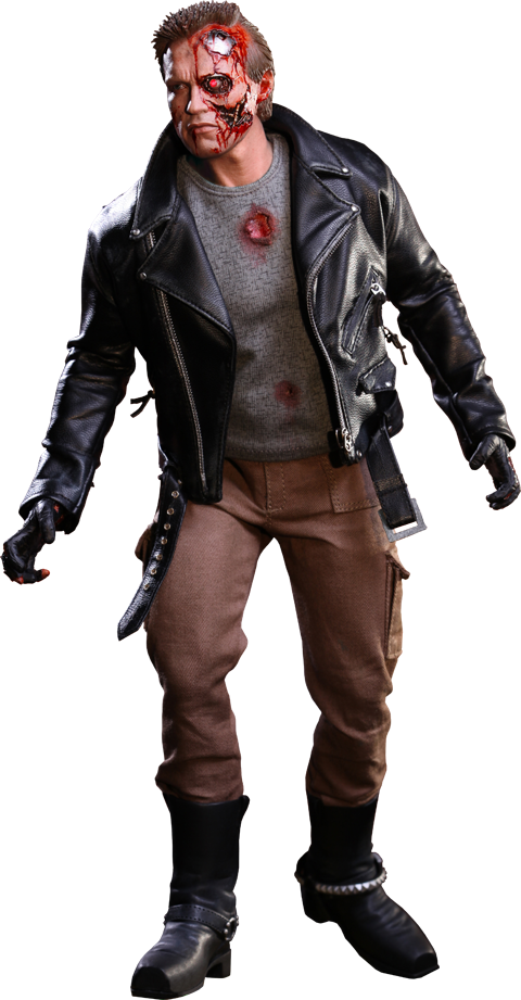 The Terminator T-800 Battle Damaged Hot Toys - Hot Toys Movie Masterpiece Terminator 1/6 Scale Figure (480x921), Png Download