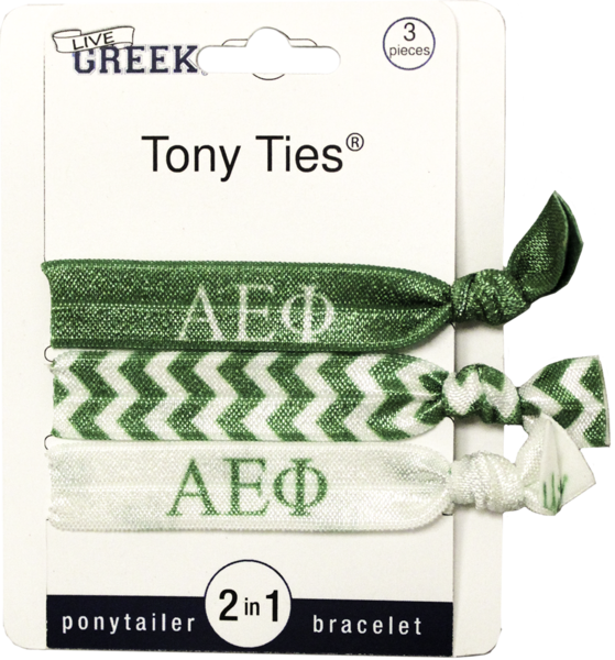 Alpha Epsilon Phi - Mia Tony Hair Ties With Charms, Neon Purple, Neon Green, (559x600), Png Download
