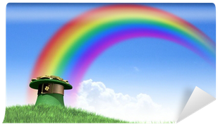 Leprechaun Hat With Gold On A Grassy Hill Wall Mural - Rainbow (400x400), Png Download