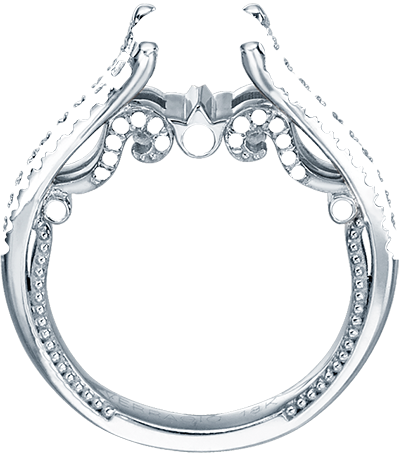 Delicate Inner Beadwork And Pave Diamond Set Insignia - Ring (399x453), Png Download